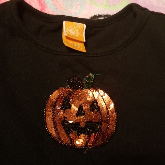 Pumpkin shirt with rainbow tulle skirt - Picture 3 of 7
